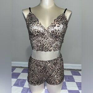 Victoria's Secret cheetah Print Lace bralette and short Set new without tag